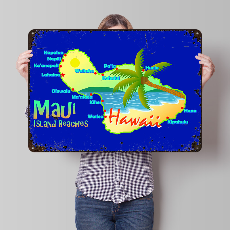 Maui Hawaii Island Beaches Map - Retro Gaming Island 评论和价格
