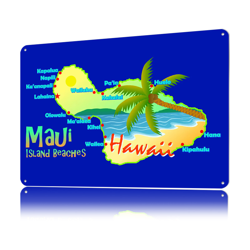 Maui Hawaii Island Beaches Map - Retro Gaming Island 评论和价格