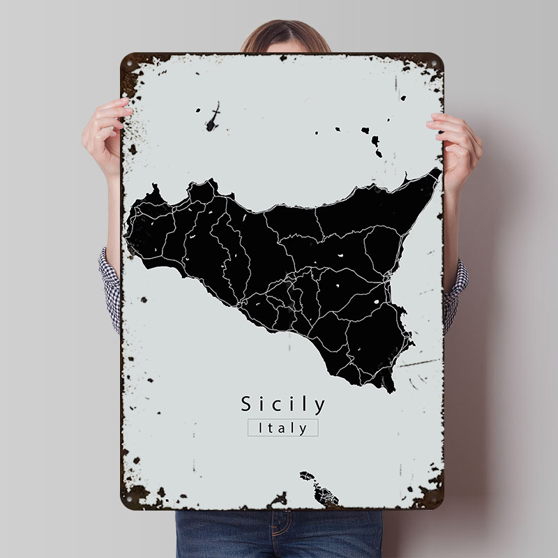 Sicily Island Map Poster Custo - Retro Gaming Island 评论和价格